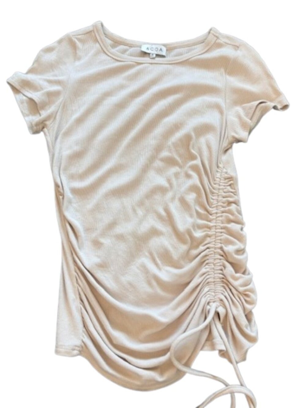 Vici Abigail Ruched Rib Top Taupe (M) NWOT